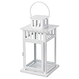 IKEA BORRBY Laterne für Blockkerze, 28 cm, In/Outdoor, Weiß