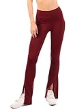 Ofenti Yoga-Leggings mit Schlitz vorne und Taschen, hohe Taille, Bauchkontrolle,...