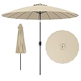 COSTWAY Sonnenschirm 258 cm, Gartenschirm mit Kurbel zum Öffnen/Schließen,...