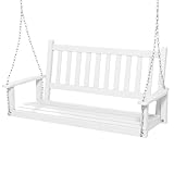 COSTWAY Hängebank aus Massivholz, 2-Sitzer Gartenschaukel zum Aufhängen,...