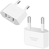 Tixlux 2 Stück Reiseadapter, US to EU Adapter, Adapterstecker USA auf EU, US zum 2 Pin...