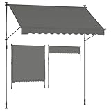 SONGMICS Klemmmarkise, Balkonmarkise, höhenverstellbar, mit Handkurbel, Sonnenschutz,...