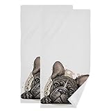 2Er Set Gästetuch Bulldogge - Süße Schwarze Französische Bulldogge Gästehandtücher...