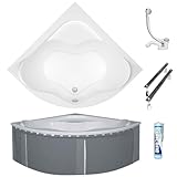 ECOLAM Badewanne SELMA 150x150 cm + Wannenträger zum Verfliesen | Eckwanne Eckbadewanne...