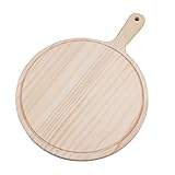 Threeness Runde Couchtisch Tablett Holzpizza -Paddelschale Runde Brotkuchenplatte...