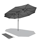 VOUNOT Doppelsonnenschirm mit Handkurbel, Sonnenschirm Marktschirm Gartenschirm...