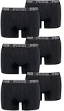 PUMA Herren Basic Boxer Boxershort Unterhose 6er Pack (Black/Black, L)