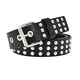 3 Reihe Pyramiden Metall Nietengürtel,Punk Rock 38Mm Breiter Taillengurt Goth...