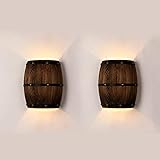 Newrays 2er Pack Antique Holz Weinfass Wandleuchte Leuchte Up and Down Indoor Wandleuchten...