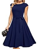DRESSTELLS Damen A-Line Swing Festlich Knielang Hochzeit Cocktailkleid Rundhald Cape Arm...