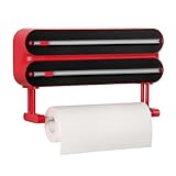 Quasziwa Frischhaltefolienspender mit Küchenrollenhalter Abnehmbar - 3-in-1...