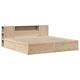 vidaXL Massivholzbett, Holzbett Bett ohne Matratze mit Kopfteil, Bettrahmen...