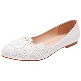 Jamron Damen Elegant Spitze Zehen Blume Spitzenbesatz Brautschuhe Pumps Weiche Sohle...