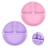 Vicloon Baby Teller, 2Pcs Silikon Rutschfester Baby Tischset Saugnapfschale für...