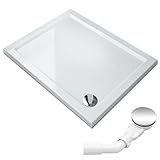 SONNI Quadratische Form Duschtasse 120x10x4 cm - Rutschfeste Duschwanne, mit flachem...