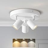 ANWIO GU10 Deckenlampe Dimmbar, Deckenstrahler 3 Flammig Rund, Weiß Deckenleuchte Spot...