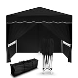 Kronenburg Faltpavillon wasserdicht Dachmaß 3 x 3 m UV Schutz 50+ Pavillon in Schwarz mit...