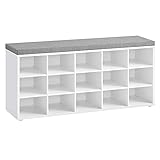 VASAGLE Schuhbank, Schuhregal mit Sitzfläche, Sitzbank mit Stauraum, Kissen, 15...