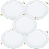 JANDEI - 5 x Downlight LED 18W runde Flach Weißem mattiertem Aluminiumring. 200-205mm...