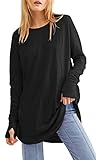 Ebifin Langarmshirt Damen Longshirt Rundhalsausschnitt Langarm Oberteil Shirts Basic...
