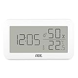 ADE Thermometer mit Luftfeuchtigkeitsmesser innen | digitale Badezimmeruhr mit Temperatur...