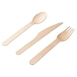 PIQIUQIU Einwegbesteck Holzbesteck Set, aus Holz 100% biologisch abbaubar...