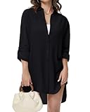 Tanmolo Damen Bluse V-Ausschnitt Hemdbluse Langarm Lässiges Hemd zum Knöpfen...
