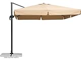 Schneider Sonnenschirm Rhodos, Natur, 300 x 300 cm quadratisch, 782-02, Gestell...