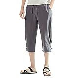 QWUVEDS Leggins Mit Shorts Herren Herren Lose Leinen Gerade Baumwolle Pumphose Sommer...