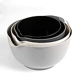 BoxedHome Mixing Bowl Grau Set Rührschüssel Set Kunststoff Salatschüssel...
