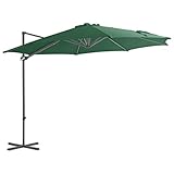 LIUSP Ampelschirm mit Stahlmast, Grün, 300 cm, Sonnenschirm für den Garten, Strandschirm...