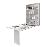 Mirjan24 Wandtisch Albi, Wandklapptisch mit 2 Regalen, V-Tisch, Esstisch, Tisch...