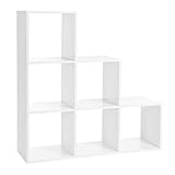 VASAGLE Treppenregal, Bücherregal, Stufenregal, Standregal, mit 6 Würfeln, Leiterregal,...