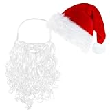 ROSAUI Weihnachtsmann Bart Weihnachtsmütze mit Bart Erwachsene Weihnachtsmann...