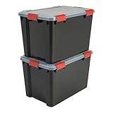Iris Ohyama, 2er-Set luftdichte Aufbewahrungsboxen, 70 L, mit Clips, stapelbar, Garage,...