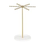 Laikoutd Einfache Goldfarbener Metall Schmuck Organizer 48 Haken Drehbarer...