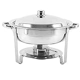 Edelstahl Runde Chafers für Catering, mit Glasdeckel & Deckelhalter, Chafing Dish Buffet...