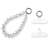 MORSUNBELA Weiß Handykette Kurz Handgelenk Handy Anhänger Handyschmuck...