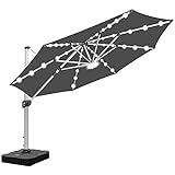 RANSENERS Sonnenschirm Ampelschirme Ø 350cm mit LED Solarleuchten, mit Schirmständer,...