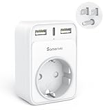 Reiseadapter USA Adapter Amerika Deutschland Stecker mit 2USB 1USB C (3A), 4-in-1...