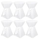 Pesonlook 6er-Pack Premium stehtisch hussen, weiße Stehtischhusse, blickdichter...