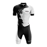VOXCAUTQ Triathlon Anzug Herren Einteiler Kurzarm - Skinsuit Radtrikot mit dickem...