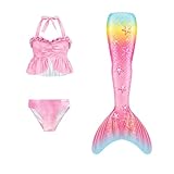 CEWIFO Mädchen Bikini 134 Mit Simulierter Meerjungfrauen-Schwanz,hoch Taillierter Und...