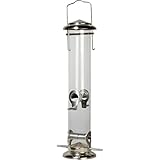 dobar® 11520 Große Vogelfuttersäule mit Acrylglasröhre - Futterstation für Wildvögel...