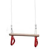 small foot Schaukel mit Turnringen 2 in 1, Kinderschaukel aus Holz, mit Metallringen zum...