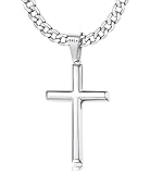 Chriscoco Kreuz Kette für Herren Damen 925 Sterling Silber Kreuz Anhänger mit Edelstahl...