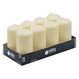 Müller Stumpenkerzen Creme, Elfenbein - Set mit 8 Blockkerzen - 57 x 120 mm -...