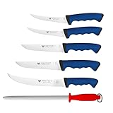 Wolfcut SoftGrip BLUE-Serie - Metzgermesser-Set 6-tlg. - Ausbeinmesser13 und 15 cm,...