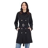 Michael Kors Damen Double Button Trench Coat with Belt and Detachable Hood Trenchcoat,...