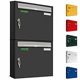 AL Briefkastensysteme Basic 2er Briefkasten RAL 7016 Anthrazit Grau/Einwurfklappe RAL 9006...